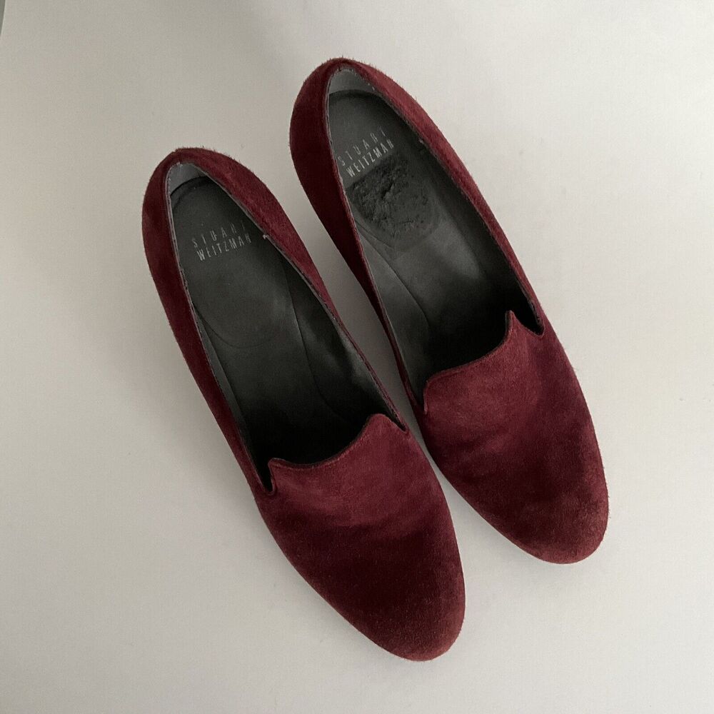 Stuart Weitzman Wedge Burgundy Slip-on Pumps 10 - Picture 10 of 13